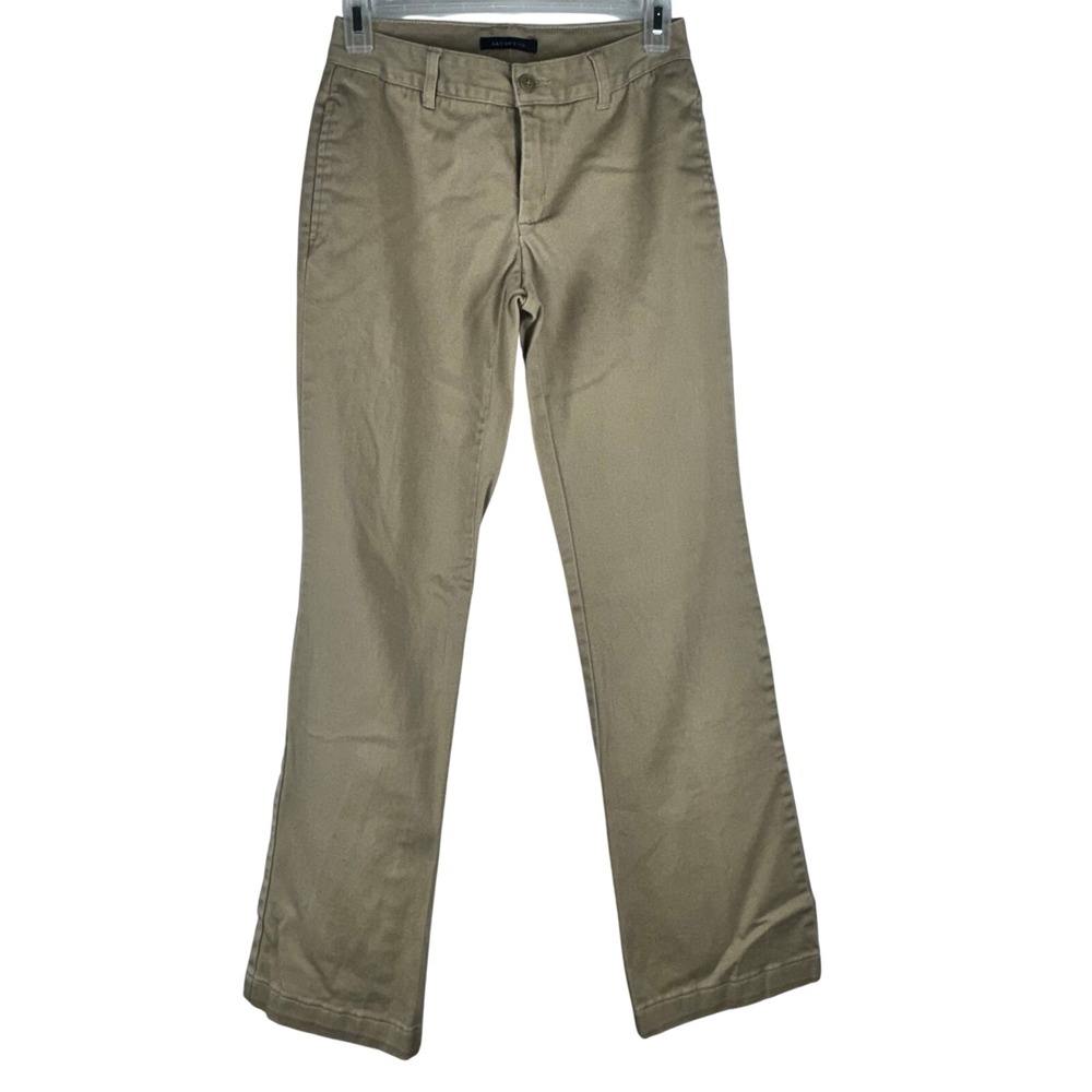 Lands' End Junior Women Chino‎ Khaki Pants Size 1 Brown Straight Leg Casual Work